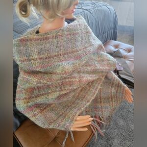 Handmade Italian Boucle Mohair Wool & Silk Italian Wrap Scarf  76 X 30 Inches
